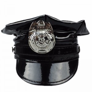 Hawk Hat Badge PVC PU kožená čepice černá osmihranná kůže policejní čepice kožená vojenská čepice hraní jednotné čepice pokrývky hlavy
