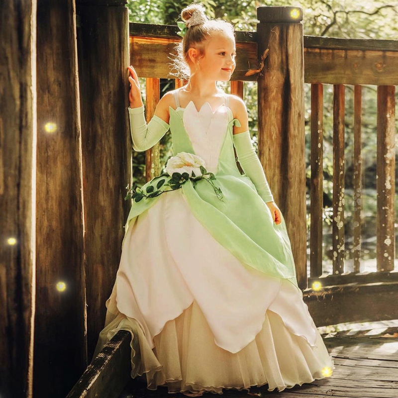 Kostým Frog Princess pro děti Girls Tiana Movie Cosplay Carnival Oblékat se princezny