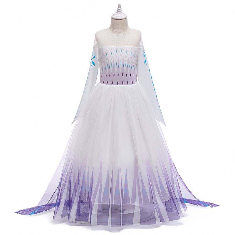 2020 Velkoobchodní ins Sněhující královna Elsa šaty princezna dívka Anna dlouhá bílé šaty bx1693