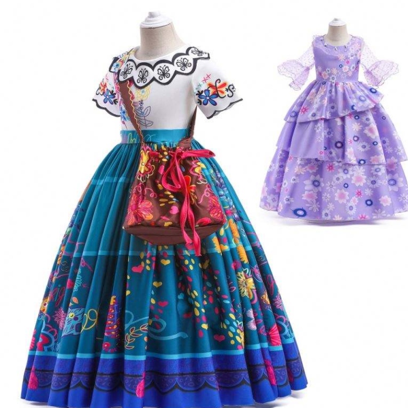 Factory Direct Supply New Carnival Kids Party Cosplay Cosplay Cosplay Costém Isabella Purple Encanto Dress for Kids HCIS-001