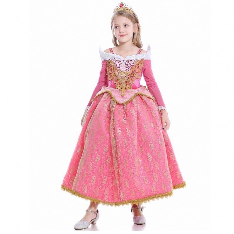 Baige 2021 New Girls Cosplay Elsa šaty Kids Fracks oblečení Polyester vzorec Anna Princess Party šaty