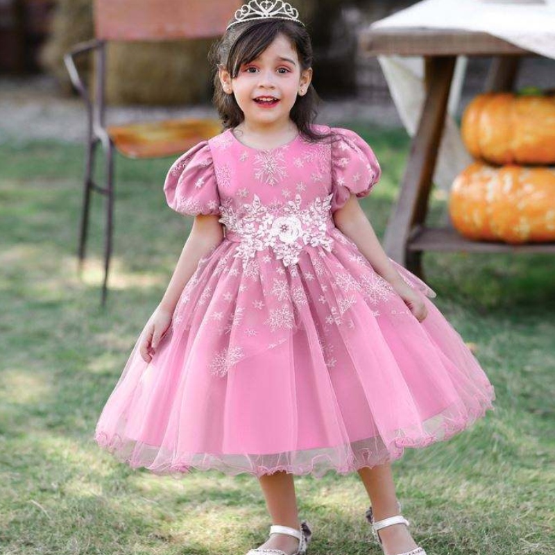 Baige holčička Frocks Design krátký rukáv Performance Dance Dress Children\'s Party Wear Gown l2028xz