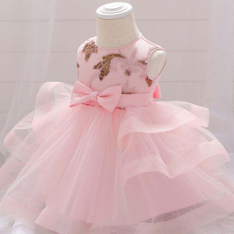 2021summernové dívky 2-6 let batolata pártynosit kojence Princezna Španělská krajka Krajka Kids Dresses with Bow Waistl L1929XZ