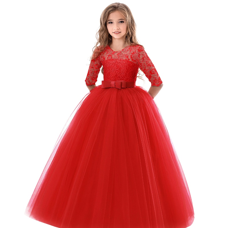 Nový produkt 2022 Puffy krajka dívka květinová dívka šaty pro svatební plesové šaty dívka party communio&110; Šaty