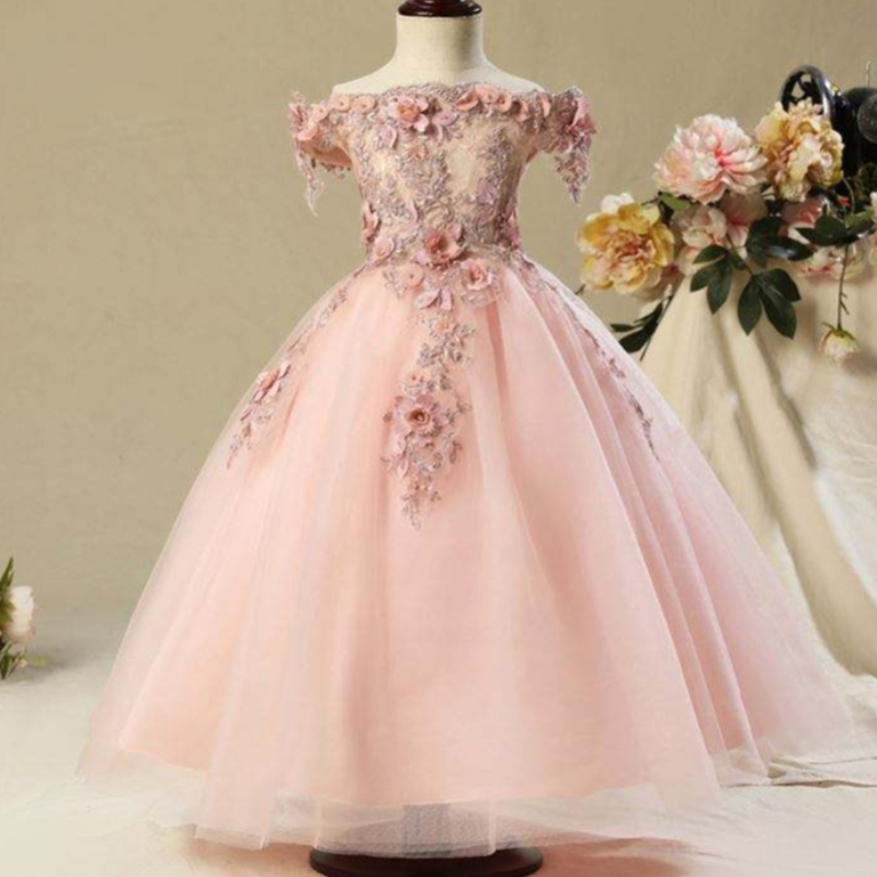 Nový příjezd Dětské oblečení Elegantní párty dětinosí květinové šaty pronarozeninovou svatbu WGW6002