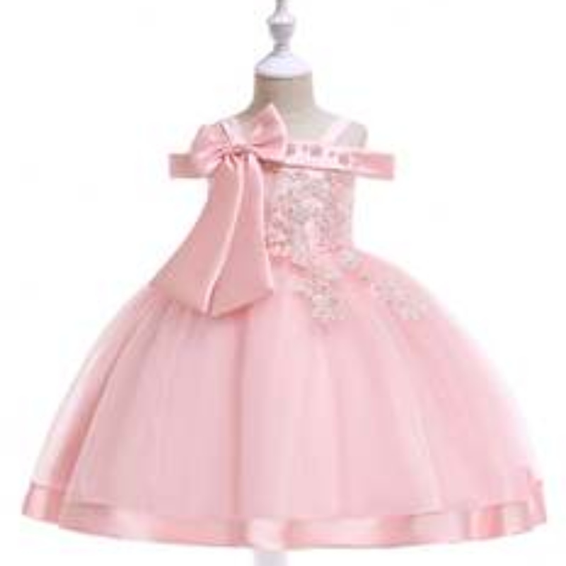 Vysoce kvalitní super měkké dětské oblečení Summer Girl Dress off-ramenní dívky večírky L5081