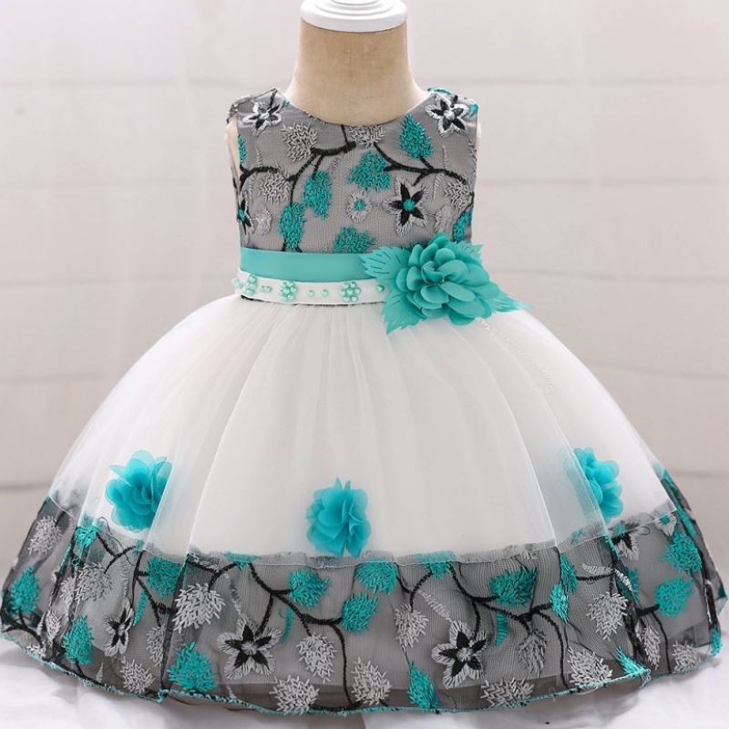 Baige in Stock Fashion Design 24 měsíců dětské dívky květina letní dětská princezna šaty pro děti l5045xz