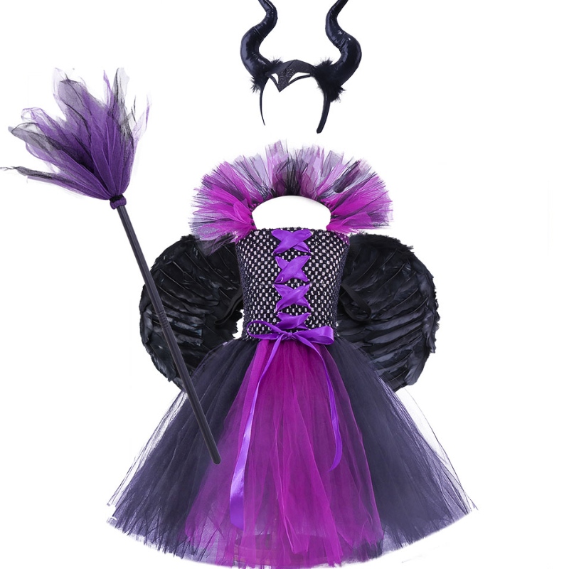 Amazon Hot Prodej dětí \\\\ s Halloween šaty dívky tutu šaty čarodějnice šatů čelenka